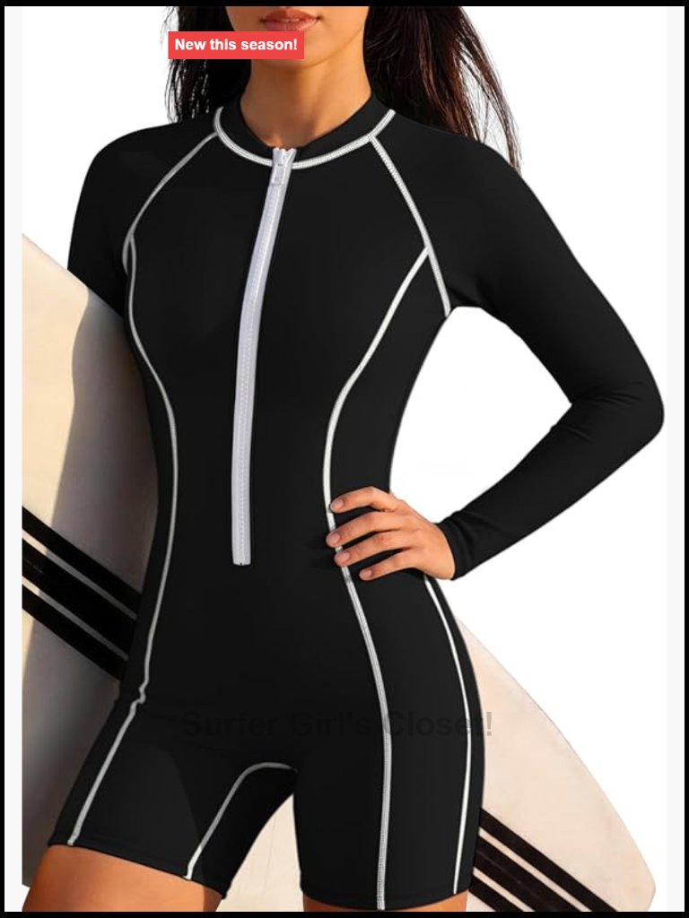 Upf 50+ Long Sleeve Rash Guard Swimsuit Front Zipper Boyleg One Piece Full